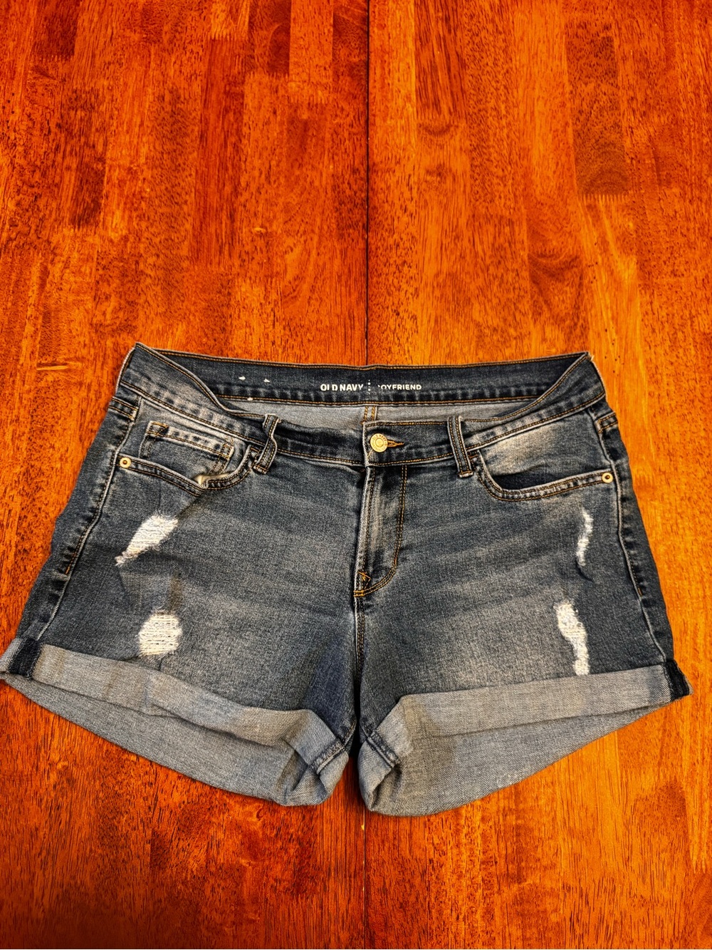 Old Navy Blue Denim 'Boyfriend' Jean shorts w/ light distressing, size 8